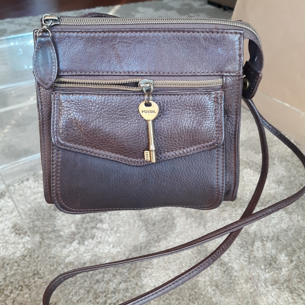 Fossil cross body leather purse small